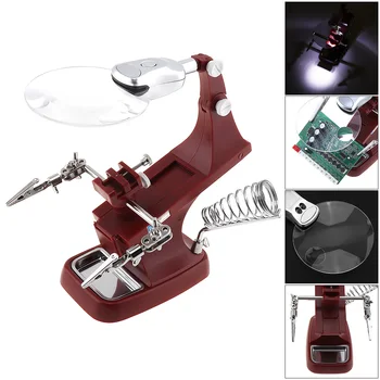 

USB 360 Rotation Desktop Welding Magnifier Adjustable 3X 4.5X Magnifying Glass Soldering Loupe with Holder Clamp and LED Light