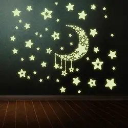 2 шт. DIY ночник светятся в темноте луна звезды наклейки на стену домашний Декор наклейки