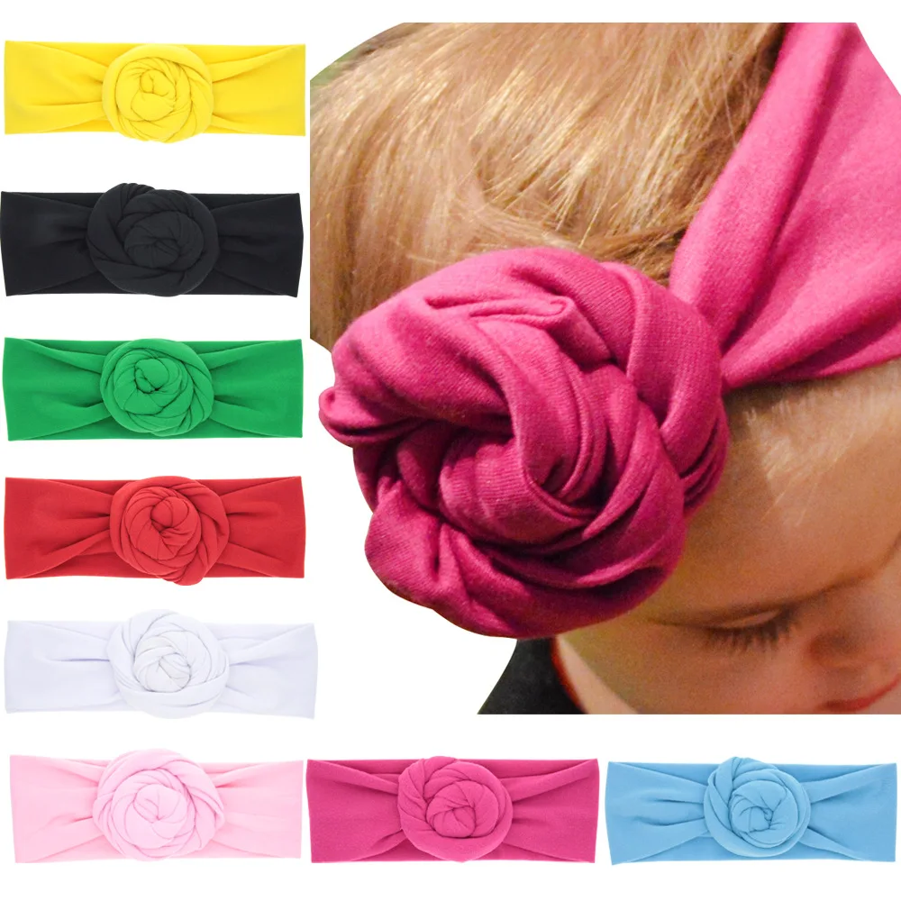 2018 new 1ps only New Flower head band elastic cotton Kids headwrap Floral bead turban Newborns shower gift Newborn headbands | Детская