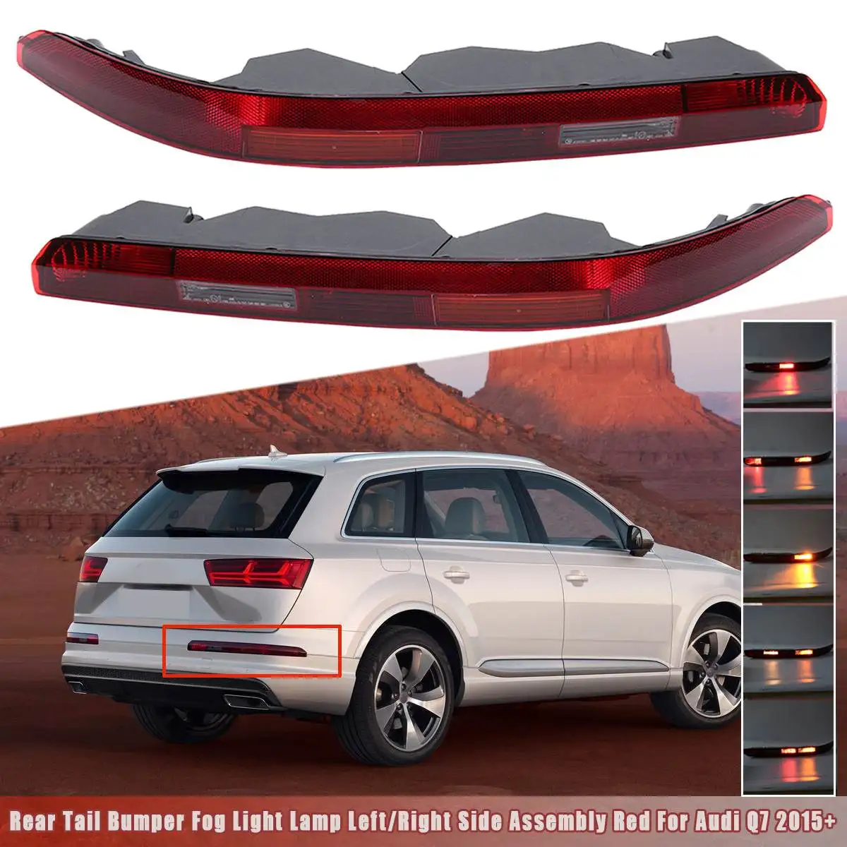 

ABS Red Rear Left/Right Side Bumper Tail Light Lamp Assembly For Audi Q7 2015+ #4M0945096 4M0 945 097/4M0945095 4M0 945 098