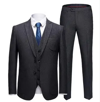 

Jacket+Vest+Pants)2019 Costume Homme Men Causal High Quality Classic Suits Men's Slim Fit Business Wedding Suit Tailor-Made Suit