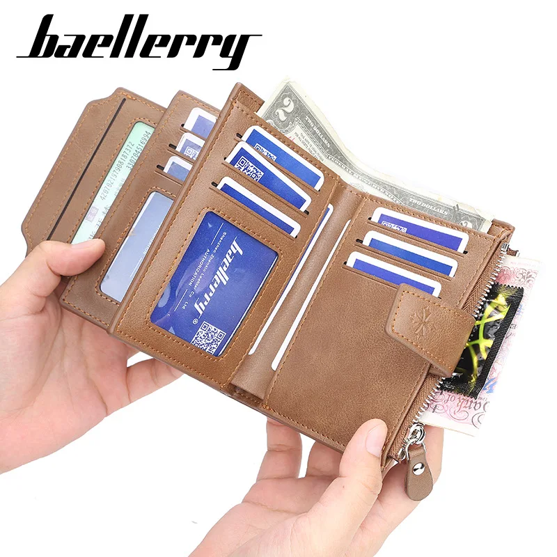

Baellerry Wallet Men Leather Wallets Zipper Coin Purse Short Male Wallet Purses carteira masculina MWS286