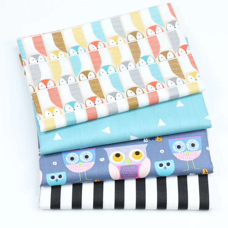 

1PC 50x80/50x160cm Cute Owl Printed Twill Cotton Fabric Patchwork Cloth for DIY Sewing Quilting Fat Quarters Fabric For Baby