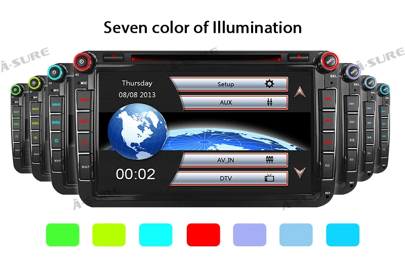 Top A-Sure 8 Inch 2 Din Car Radio DVD Player Navi For Volkswagen VW Passat Skoda T5 Polo Sharan TOURAN TIGUAN GOLF 5 6 Skoda Seat 19