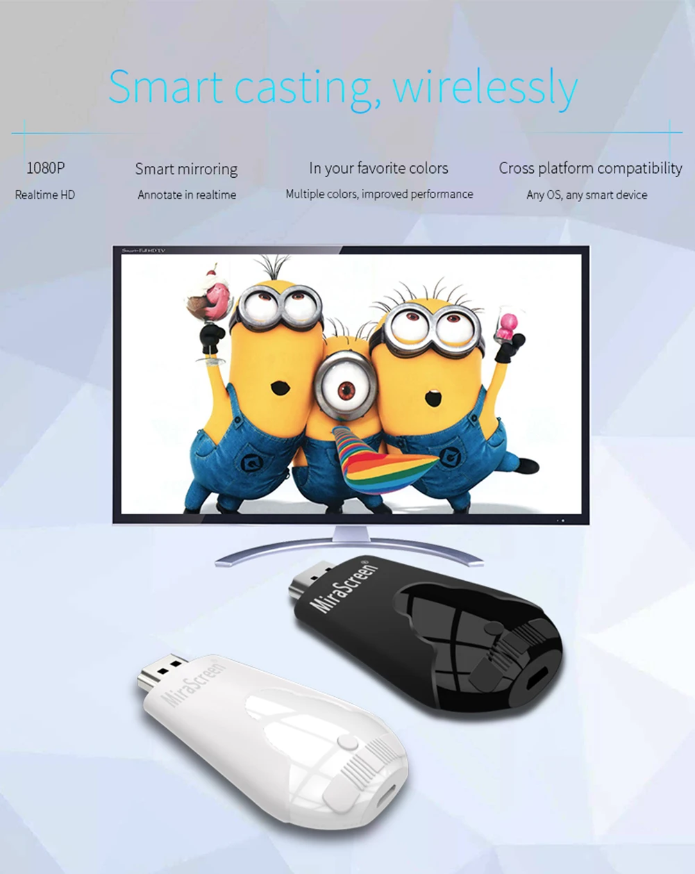 

Mirascreen K4 Wireless Screen Mirroring Adapter WiFi Display Dongle for Education&Business with Miracast DLNA Airplay TV Stick