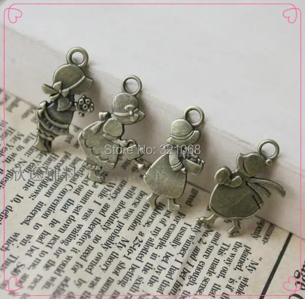 40 pieces/lot Bronze color zipper head zipper pendant 3cm mixed styles pendant metal zinc alloy