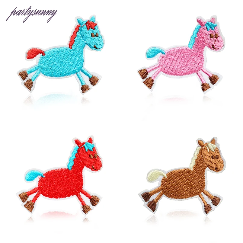 PF Stripe Pony Embroidery Patch Thermo-adhesive Clothing Patches Clothes Tops Backpack Sticker Iron On Badges Applications TB145 | Дом и сад