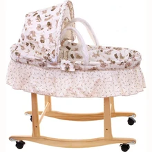 Кукурузная шелухи Колыбель без краски деревянная рамка хлопок детская кроватка с москитной сеткой и ковриком, стальная рама детская колыбель, детская качалка