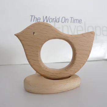 

10PCS LOVE BIRDS Handmade Natural Newborn Beech Wooden Teether Toys