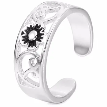 

Women's 925 Sterling-Silver Toe-Rings Open-Rings Tail-Ring Flower Adjustable jewelry design wedding ring