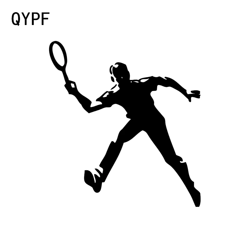 

QYPF 13*14.2CM Interesting Fitness Tennis Sport Decor Car Sticker Vinyl Extreme Movement Silhouette Black/Silver C16-1583