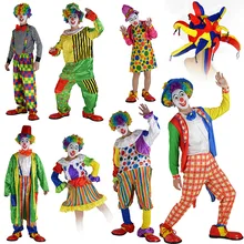 Аниме Косплэй для Клоунский парик цветастый комбинезон Foolscap плащ костюм Vestidos Для мужчин для взрослых в Хэллоуин Карнавальный Вечерние