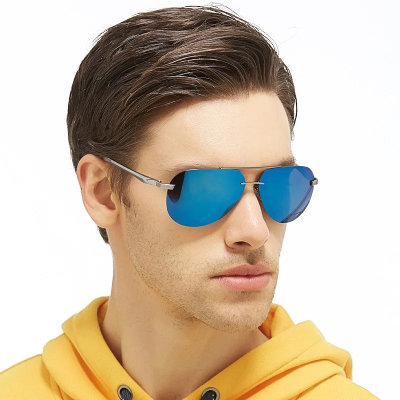 Мужские поляризационные солнцезащитные очки в металлической оправе с