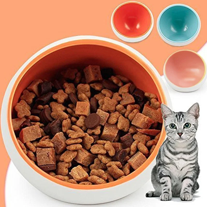 High Pet Cat Dog Ceramic Bowl Heavy Base Feeding Dish Prevent Tipping Anti Spill over UEJ