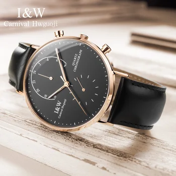 

2018 CARNIVAL I&W UltraThin 6mm Dual Time Quartz Men Watch TopBrand Luxury Sapphire Crystal Simple Fashion Waterproof Montre