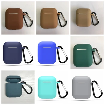 

Portable Silicone Bluetooth Earphone Bag Box Case With Hook For Airpods 23 Colors 500pcs/lot