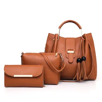 

3Pcs Leather Handbags Women Fashion Bag Retro Solid Color Handbag Shoulder Bag Card Package luxury handbags women bags A1