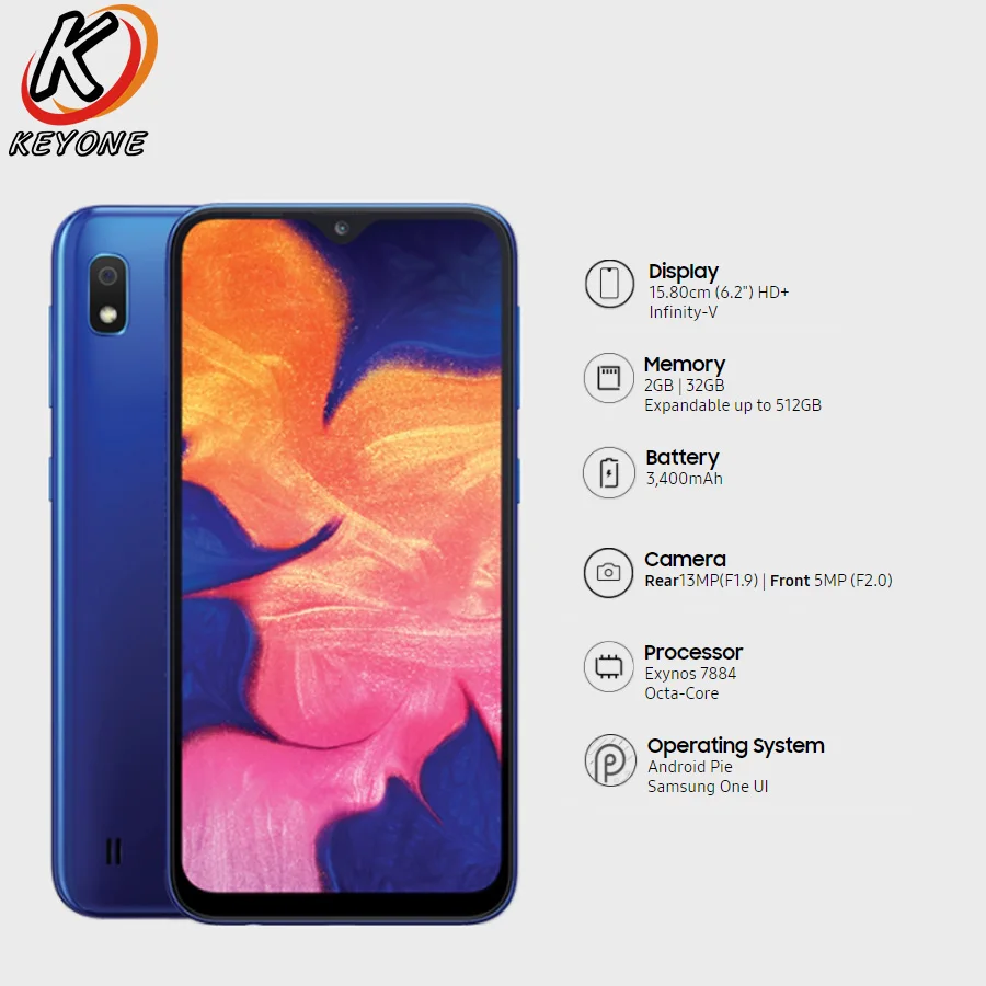 Samsung Galaxy A10 мобильный телефон с 6 2 дюймовым дисплеем восьмиядерным процессором