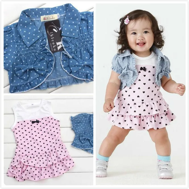 

2019 Hot selling summer baby girl clothes Baby wear girl dot vest skirt+vest 2 pcs/set baby clothing set