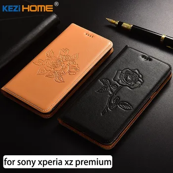 

for Sony Xperia XZ Premium case Flip embossed genuine leather soft TPU back cover for Sony Xperia XZ Premium coque