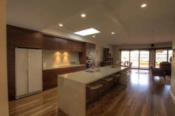 

Wood grain kitchen cabinet design