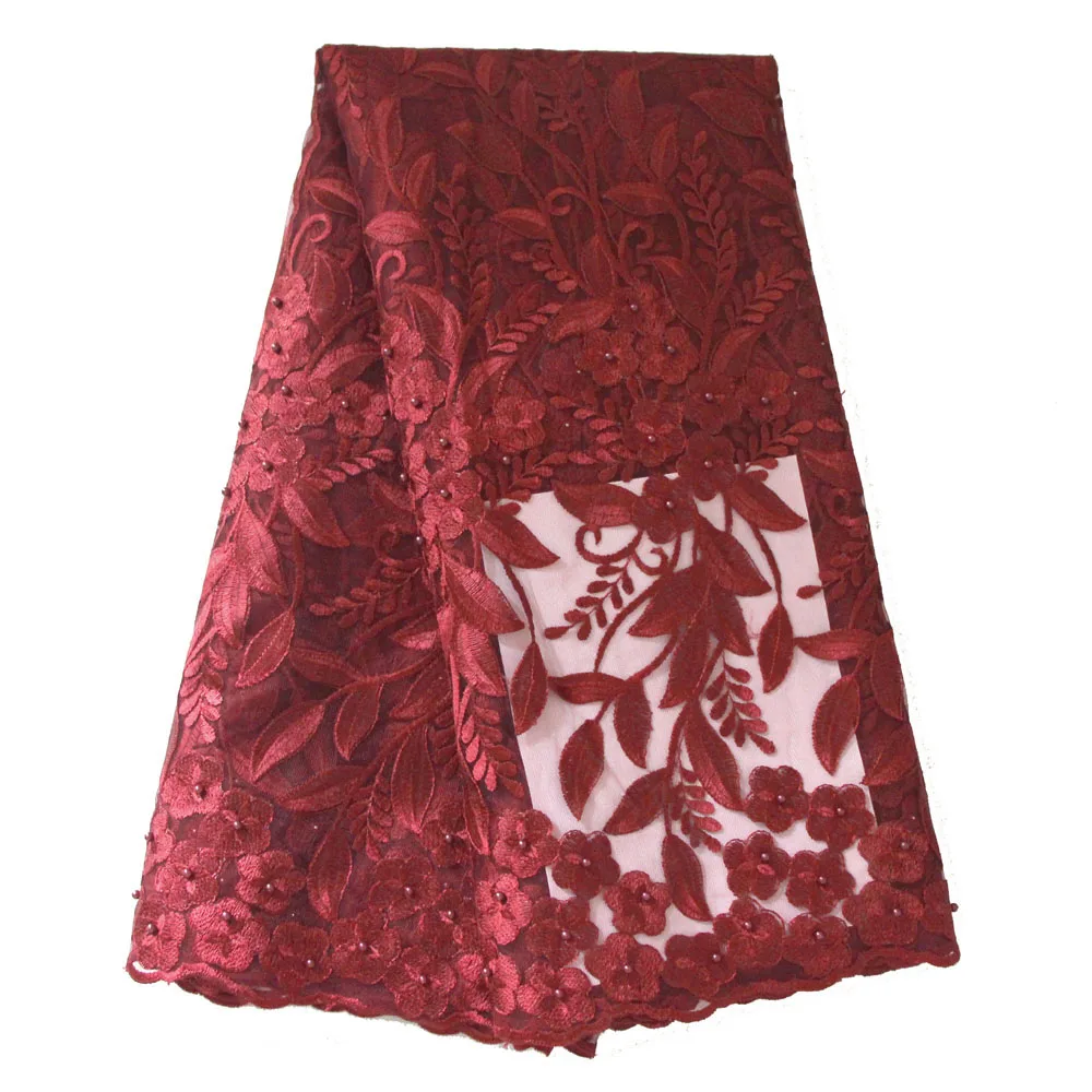 african lace fabric-wine