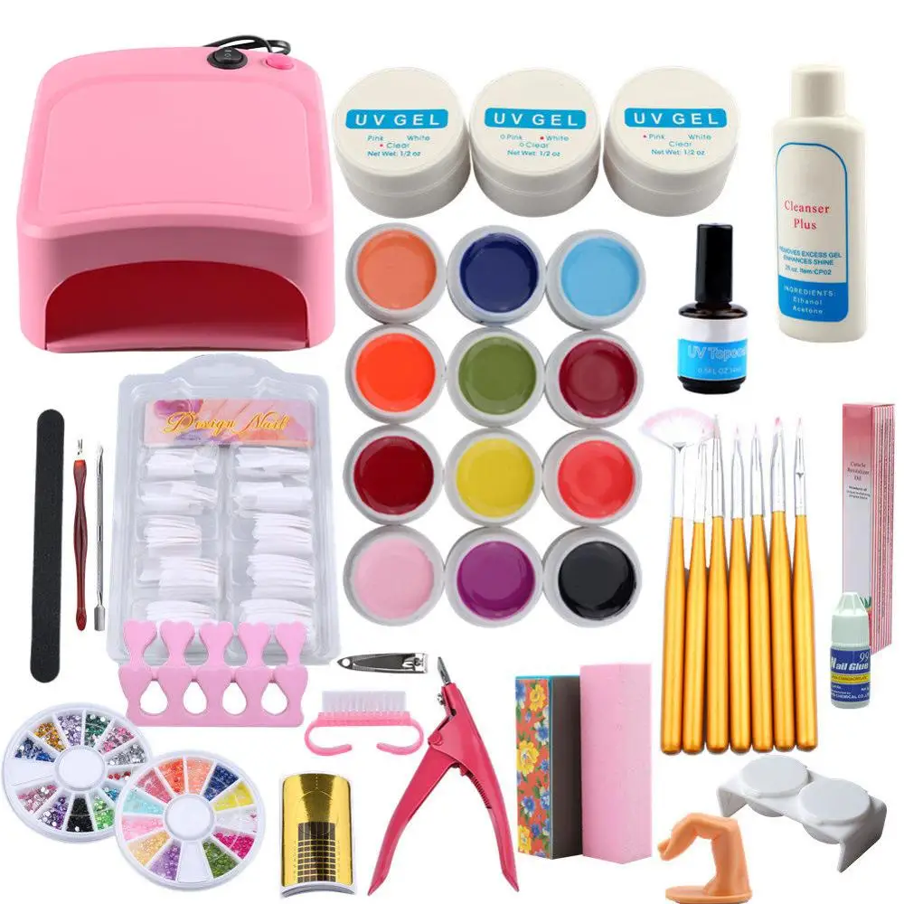 

Nail Gel Set 36W Lamp For Nail 12 UV Gel Nail Kit False Tip Manicure Nail Extension Set Manicure Art Tools UV Gel Vanishes Kit