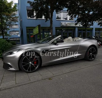 

Gray Satin Chrome Metallic Lightning Vinyl Car Wrap with air bubble free Vehicle Covering With Air Release 1.52x20m/ 4.98x66ft