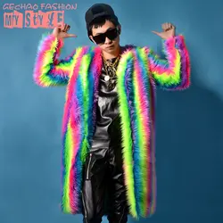 S-4XL Новый 2019 для мужчин певица DJ GD индивидуальный цвет плюшевая куртка пальто костюм костюмы плюс размеры