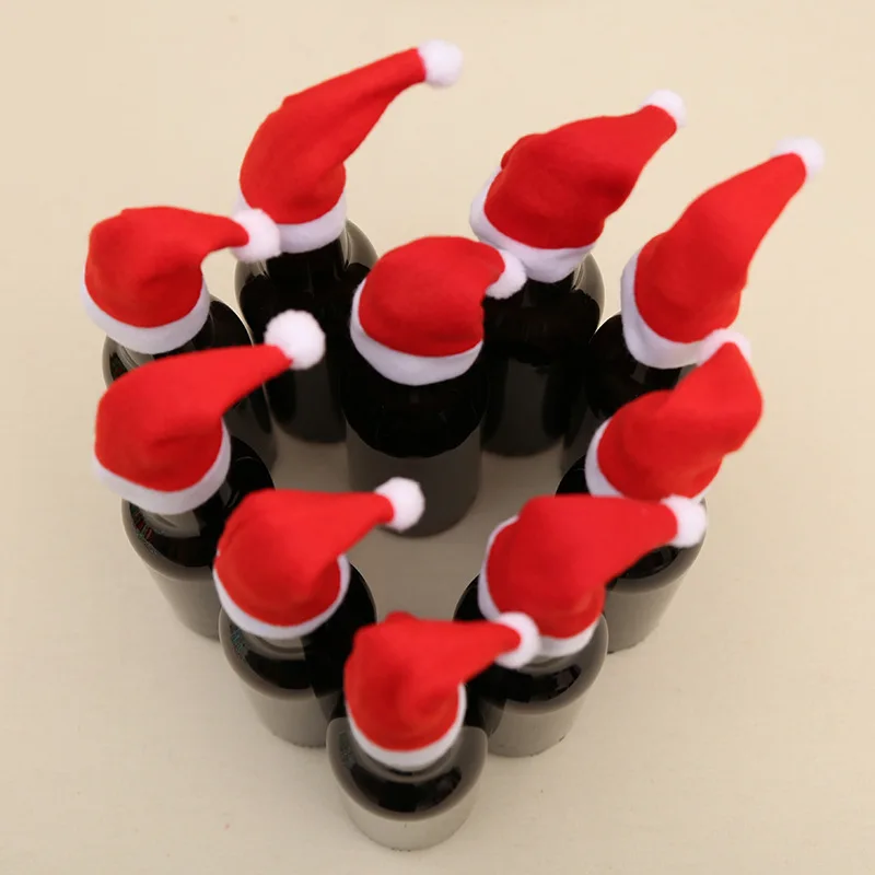 

10pcs Navidad Bauble Wine Bottle Bags Hat Cover Santa Sacks Clothes Christmas Decorations for Home Party Dinner Table Decoration