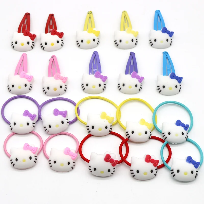 20pc/box Hello Kitty Elastic Hair Bands Unicorn Sponge Bob Storage Box Soft Plastic Cute Cartoon Hair Accessories For Kids Girls - Цвет: Hello kitty B C