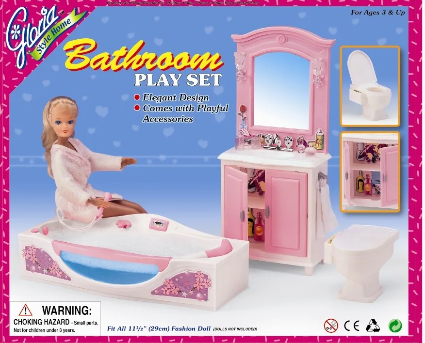 original bath for barbie doll wash basin accessories bathroom bath tub toilet bathroom barbie furniture set 1/6 bjd doll toy