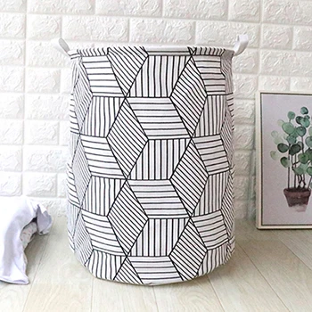 02 Foldable Laundry Basket Cotton Linen Washing Storage Organizer Round Dirty Clothes Sundries Storage Box Kids Toy Storage Cabinet - Цвет: 02