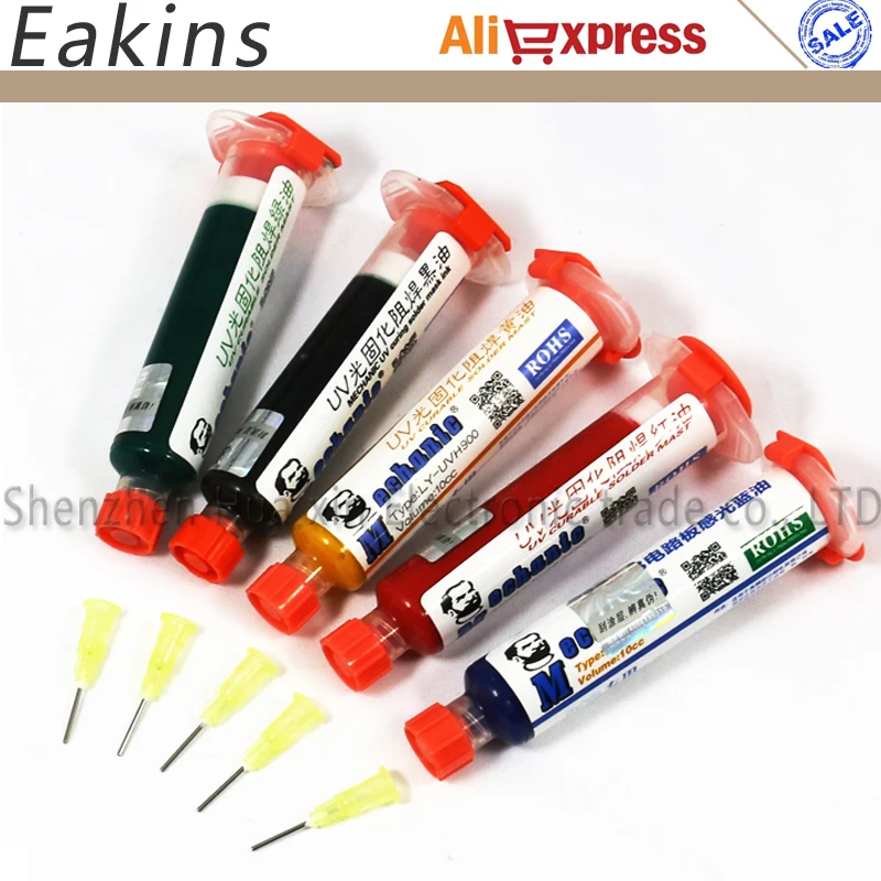 Free shipping 5pcs 5 color UV Curable Solder Mask 10CC for PCB Circuit board protect Soldering Paste Flux oil