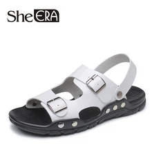 Роскошные Классические Летние мужская обувь, сандали Модные мужские сандалии пляжная обувь мягкая подошва дышащие кожаные сандалии Туфли без каблуков