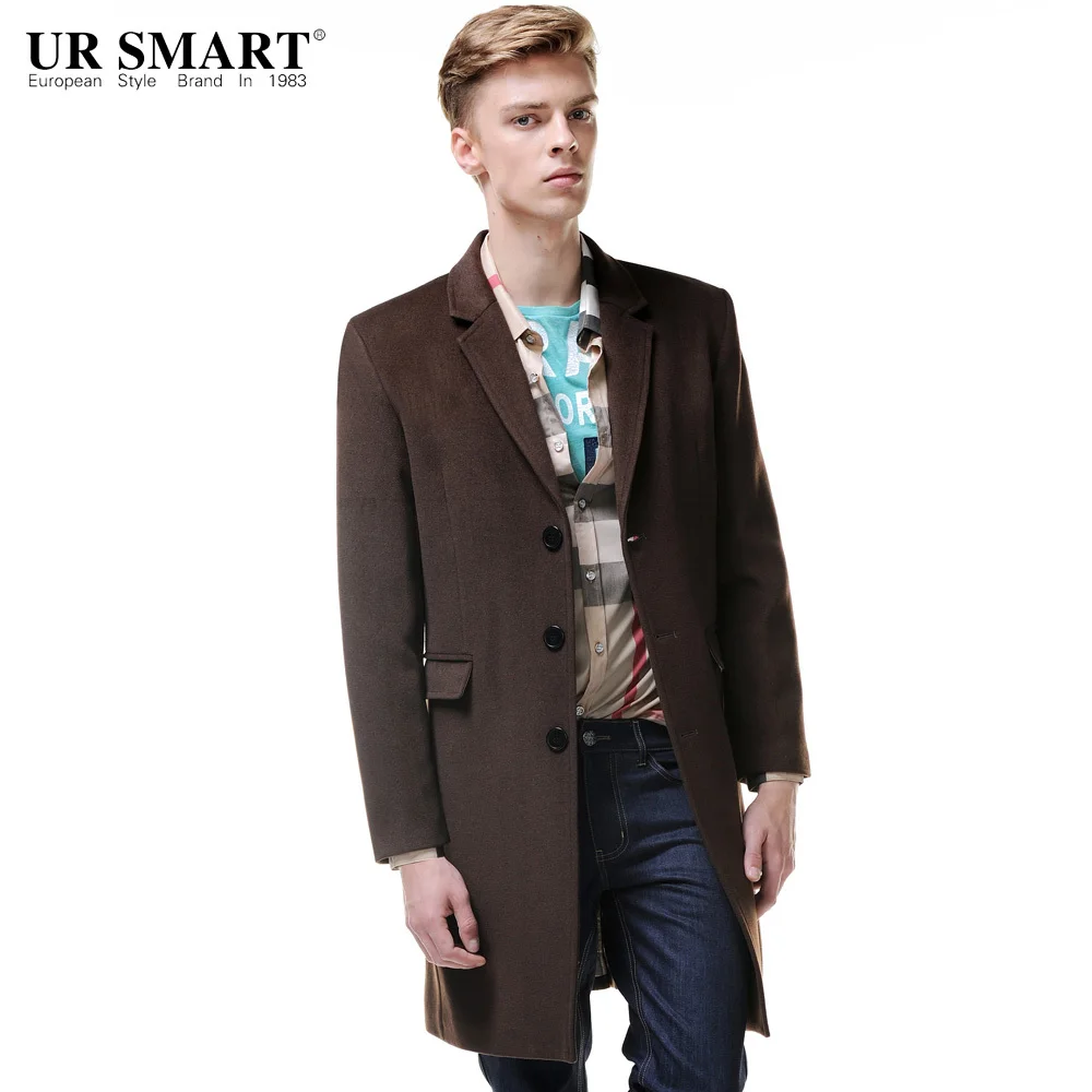 Ursmsrt новинка список однобортный шерстяное пальто улицах Англия мужчины мужской пиджак и длинные участки - Цвет: Light olive green