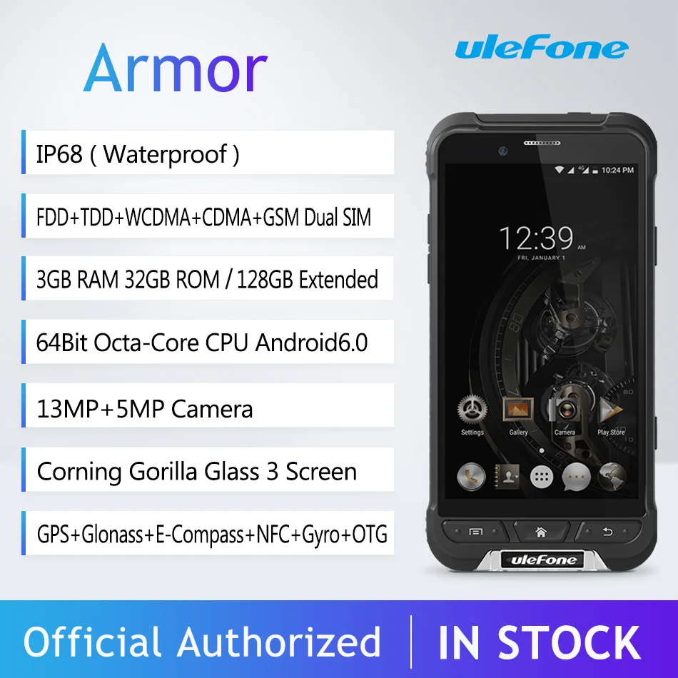 Ulefone Armor IP68 водонепроницаемый пылезащитный Мобильный телефон Восьмиядерный 3G + 32G