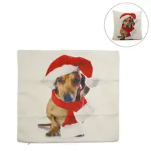 Uxcell Лен Рождество Собака лицо софа с рисунком автомобиль бросок Чехол для подушки 45 мм x 45 мм