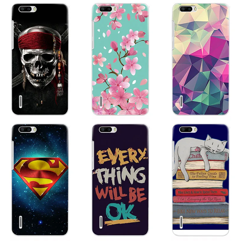 hard Plastic phone case cover For Huawei Honor 6 plus shell Colorful printing design Painted Flower |