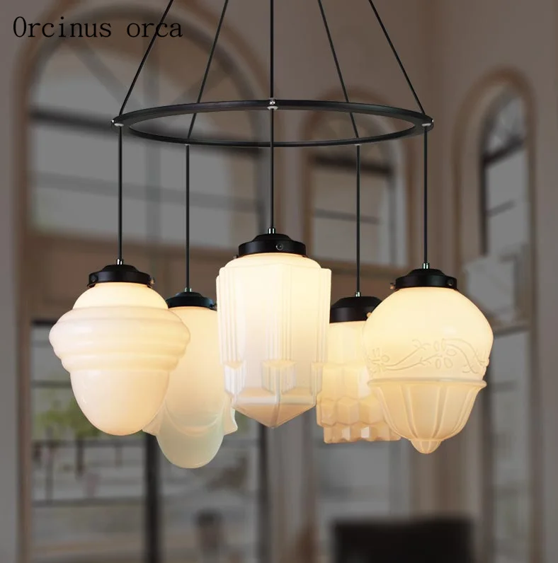 Us 97 2 10 Off European Retro Glass Cream Chandelier Living Room Dining Room Nordic Modern Simple Led White Bird Lantern Chandelier In Pendant