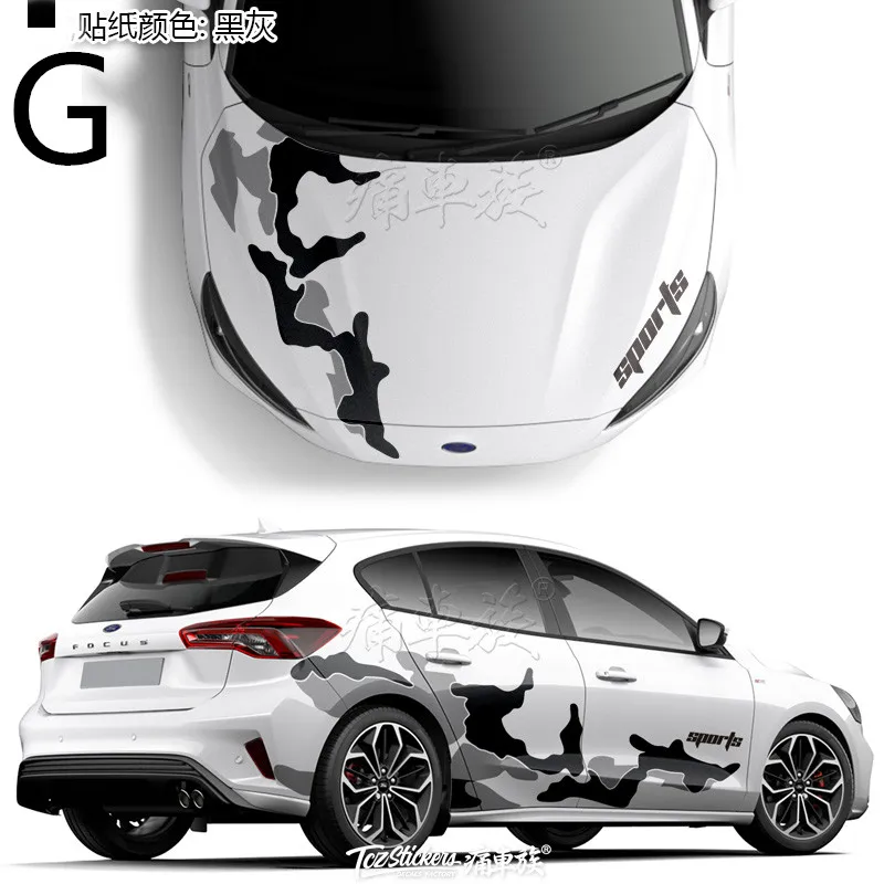 Автомобильные наклейки для Ford Focus, цветные наклейки с цветами для тела, декоративные наклейки для фокуса, модифицированные персональные наклейки, пленка - Название цвета: G