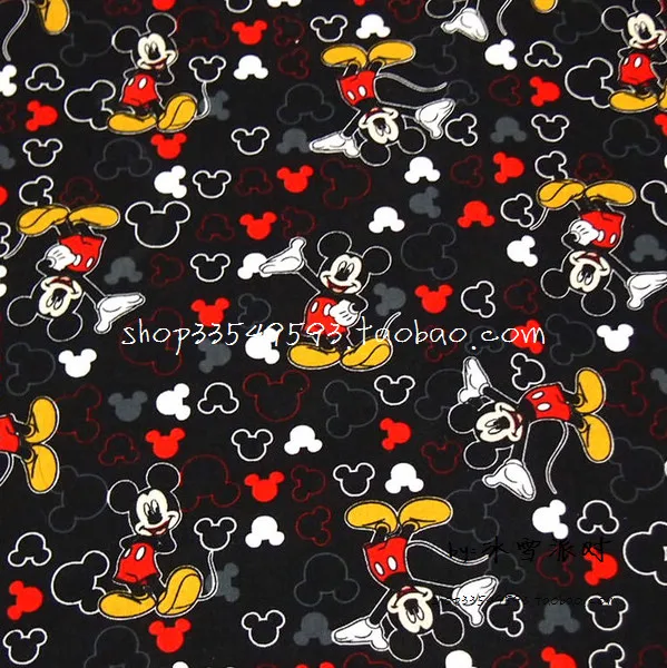 

105X100cm Mickey Mouse and Icons Toss Black Cotton Fabric for Boy Clothes Bedding Set Sewing Hometextile Patchwork DIY-AFCK076