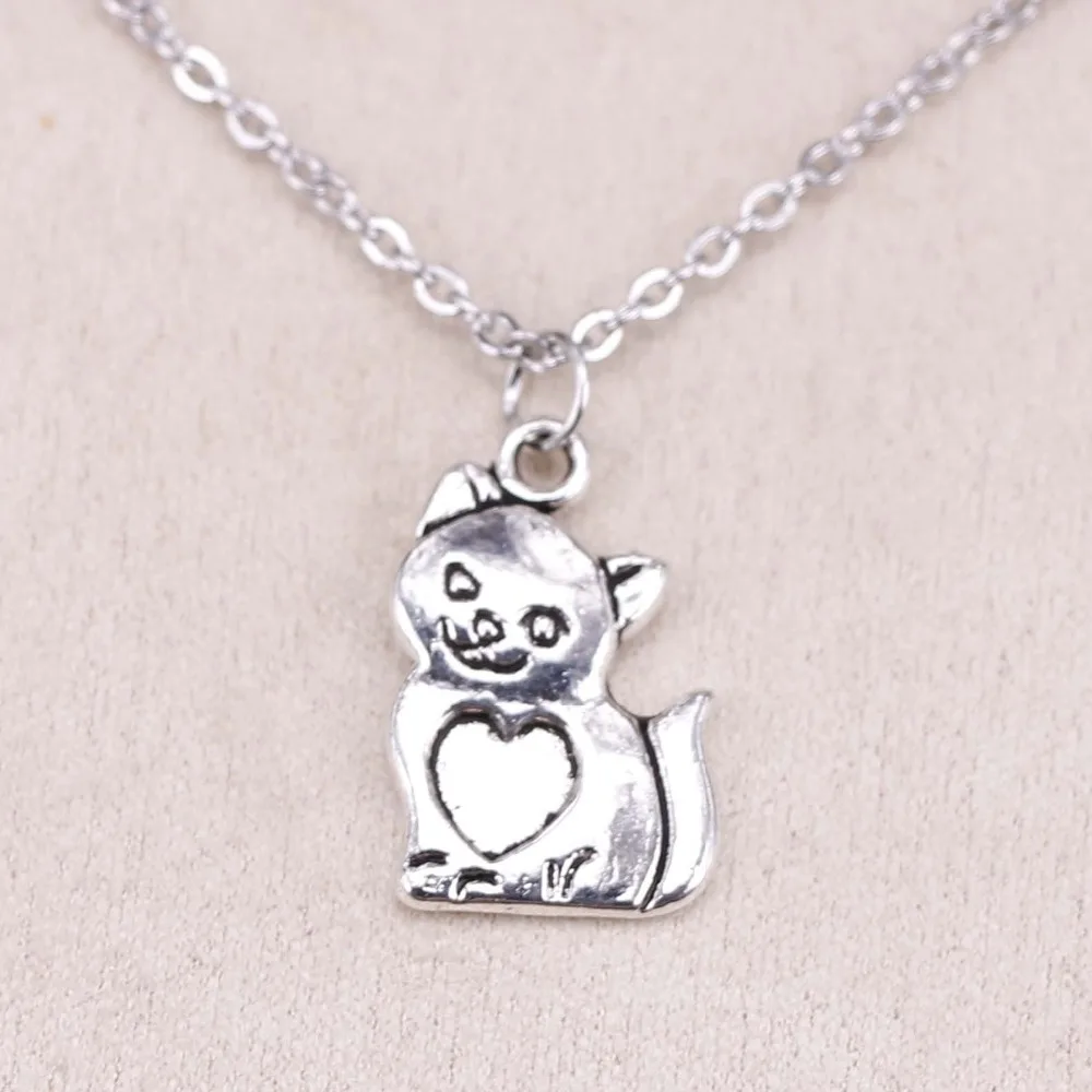 Fashion necklace cat heart Silver Pendants Short Long Chains For Women Jewelry Necklace Gift | Украшения и аксессуары