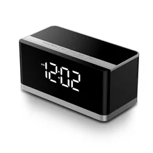 Bluetooth speaker alarm clock heavy subwoofer on-board wireless mobile computer sound card Udisk player radio metal modern style