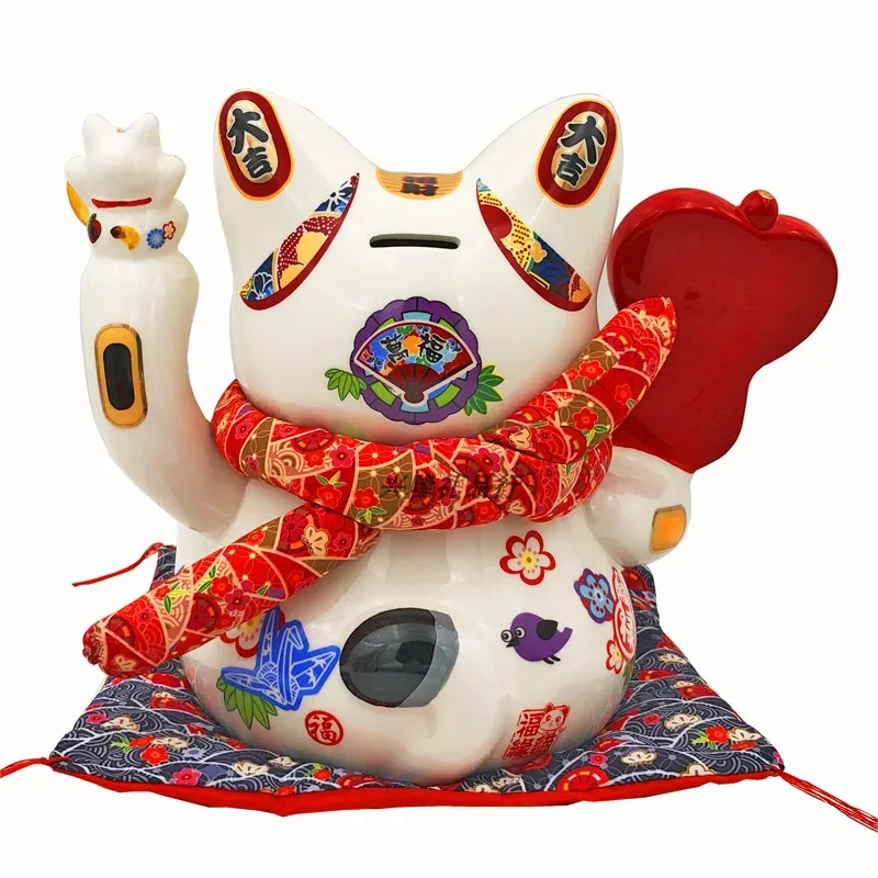 Счастливая кошка копилка фигурки животных Манеки котенок керамическая