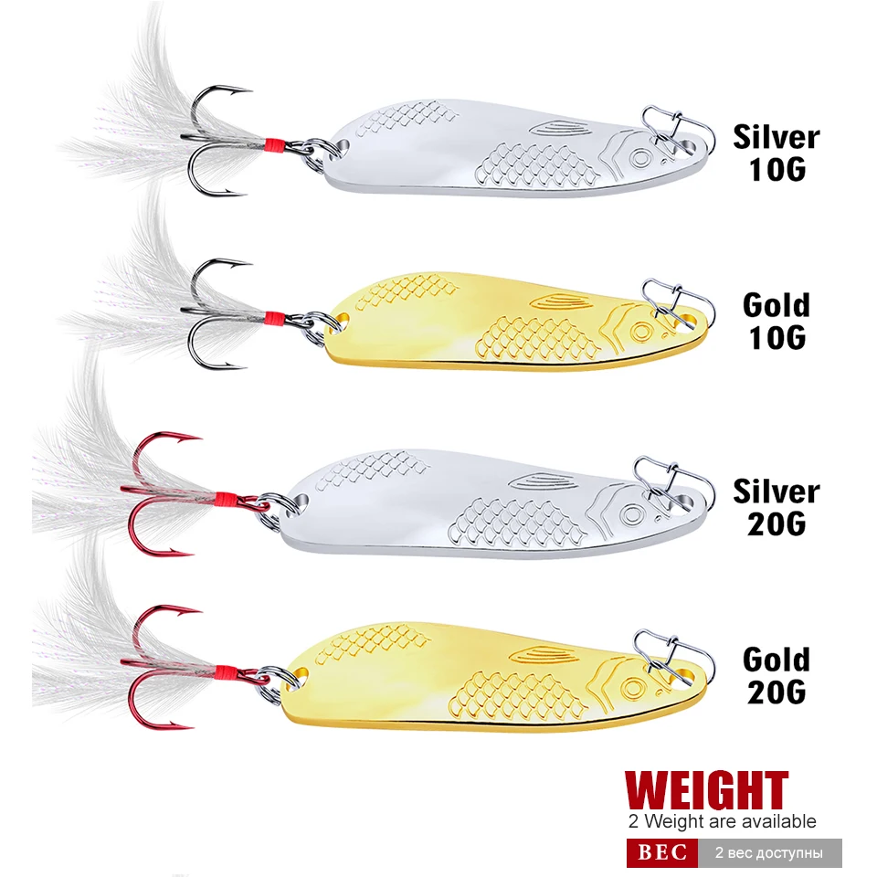 20 шт./лот, ложка, рыболовная приманка, 20 г, металлические басовые приманки, 2 цвета, ложка, приманки, Красный/серебряный крючок, рыболовные снасти