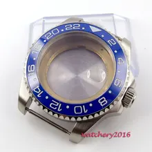 43 мм parnis синий керамический ободок часы с сапфировым стеклом чехол подходит 8205 8215 821A 2836 Движение