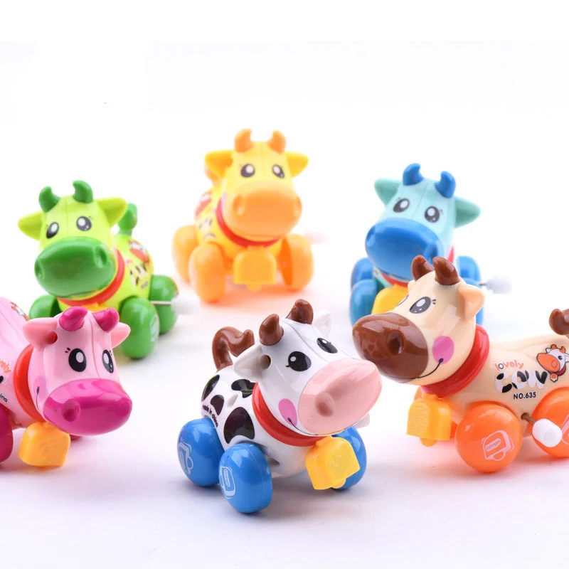 Toy for Kids Wind Up Toy Funny Baby Zoo Baby Cartton Cow Design Running Clockwork Spring Toy Newborn Baby Clockwork Toy