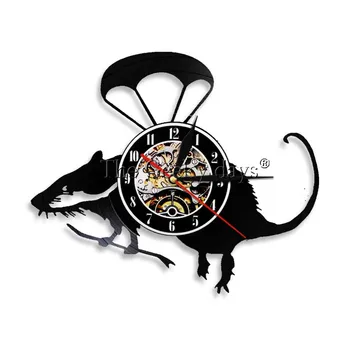 

1Piece Rat LED Lighting Wall Art Little Mouse Multi Colors Vintage Vinyl LP Record Wall Clock For Rat Lover Gift