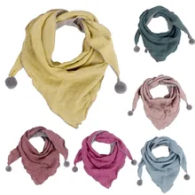 Детские клетчатые треугольные зимние осенние шарфы в горошек для девочек и мальчиков, шаль для девочек, детские хлопковые воротники с воротником, теплые детские галстуки, F30